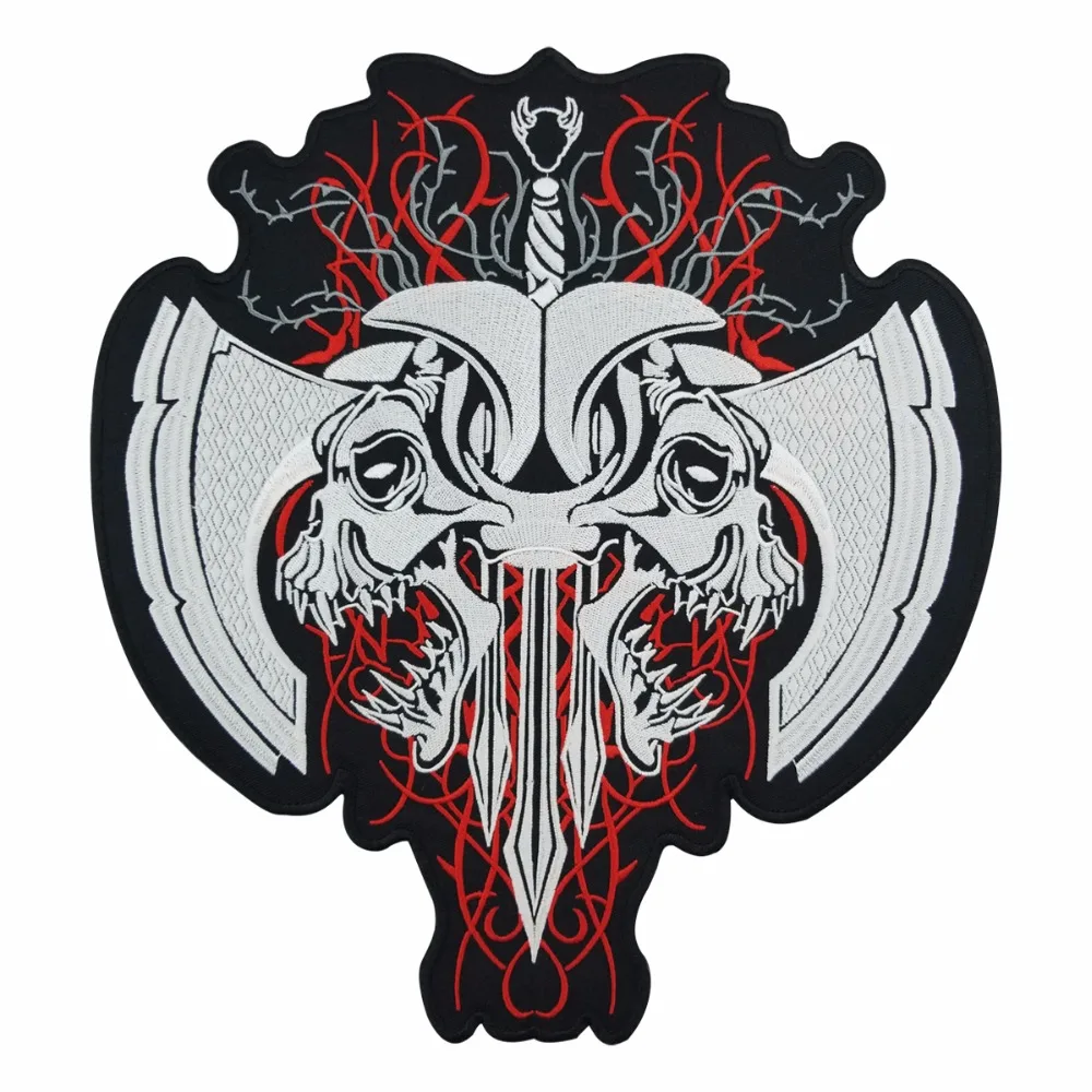 G028W Hot sale! Fashion Skull Embroidered Patches for Full Back Size of Jackets Motorcycle Biker Patch 30CM28CM Free Shipping (1)