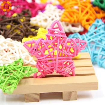 

10PCS Lovely 6CM Rattan Star Sepak Takraw Home Wedding Christmas/Birthday/Party DIY Ornaments Rattan Ball Kids Toys Decorations