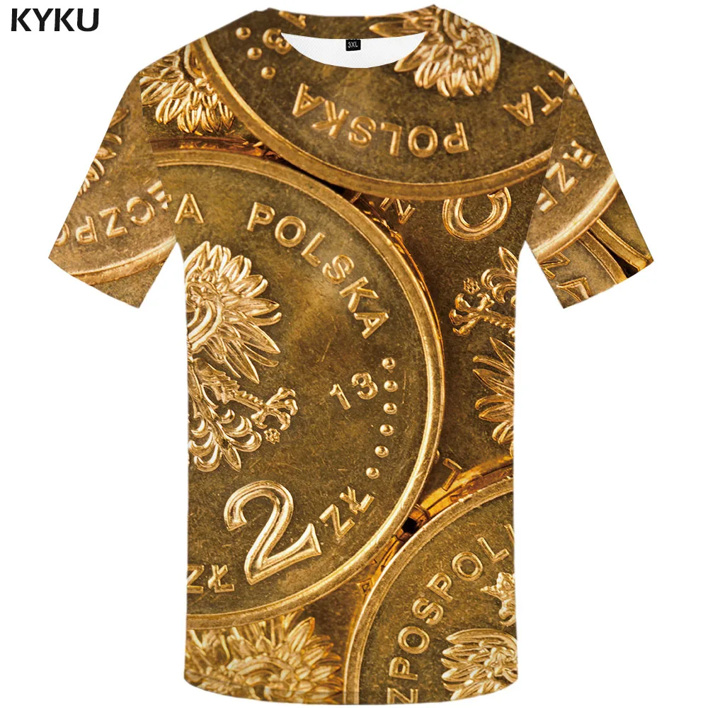 

KYKU Brand Money T-shirt Men Metal Anime Clothes Poland Tshirts Casual Animal Tshirt Printed Harajuku T-shirts 3d Mens Clothing