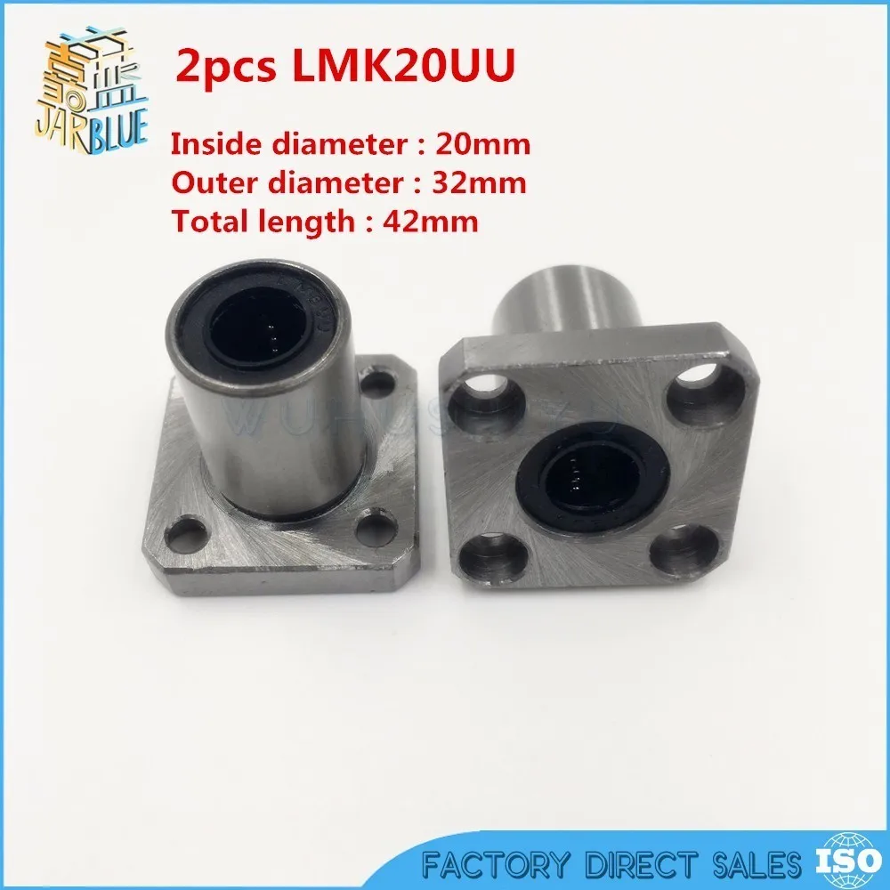 20mm Linear Motion Bearing Square Flange Bushing Router Shaft LMK20 CNC XYZ 3D
