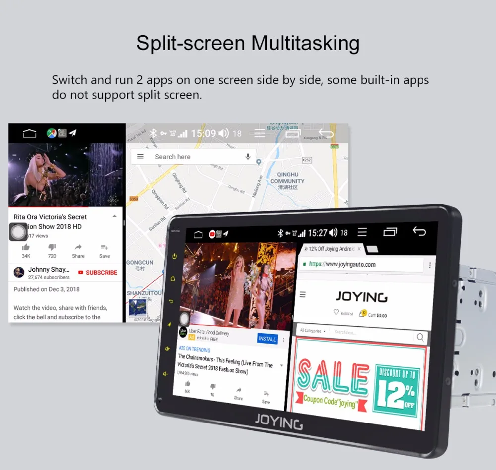 Cheap JOYING Android 8.1 2 Din Car Radio 10.1" GPS Car Stereo 4+64GB Universal 4G SPDIF Coaxial Head Unit Zlink WiFi USB DSP DVR Camer 10