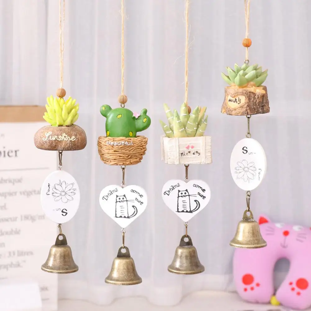 

45# 18cm Mini Cute Succulent Animal Card Wind Chime Kids Room Car Hanging Decor Birthday Gift Home Decor
