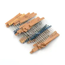 Resistor de filme metálico, kit de resistor de filme metálico de 1/6w e 1/8w 300 com 1% peças, 10 ohm-1m ohm cor anel resistência 10r-1mr conjunto de 30 valores