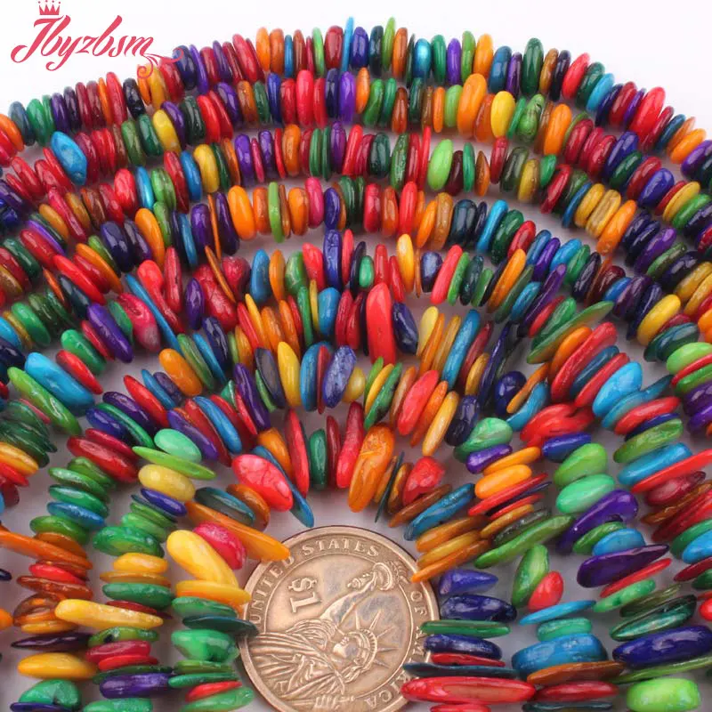 

2x6-3x10mm Irregular Shape Multicolor Shell Beads Nautral Stone Beads For DIY Necklace Bracelet Jewelry Making 34" Free Shipping