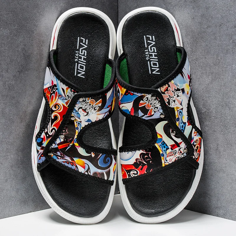 

Men Slippers Summer Beach Male Slides Women Non-slip Flip Flops Striped Style Outdoor Sandals for Couple Soft Mixed Colors 2019