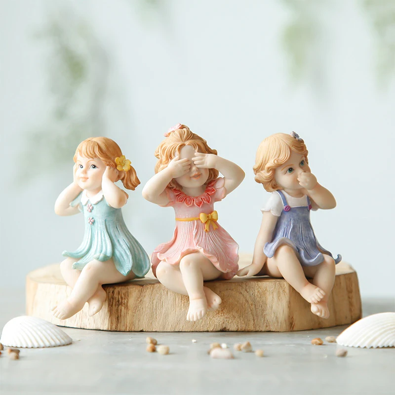 3 Pcs Beautiful Angel Resin Craft Fairy Figurines Wedding Gift Lovely Girls Modal Toys Baby Nordic Cute Mini Fashion Dolls | Игрушки и