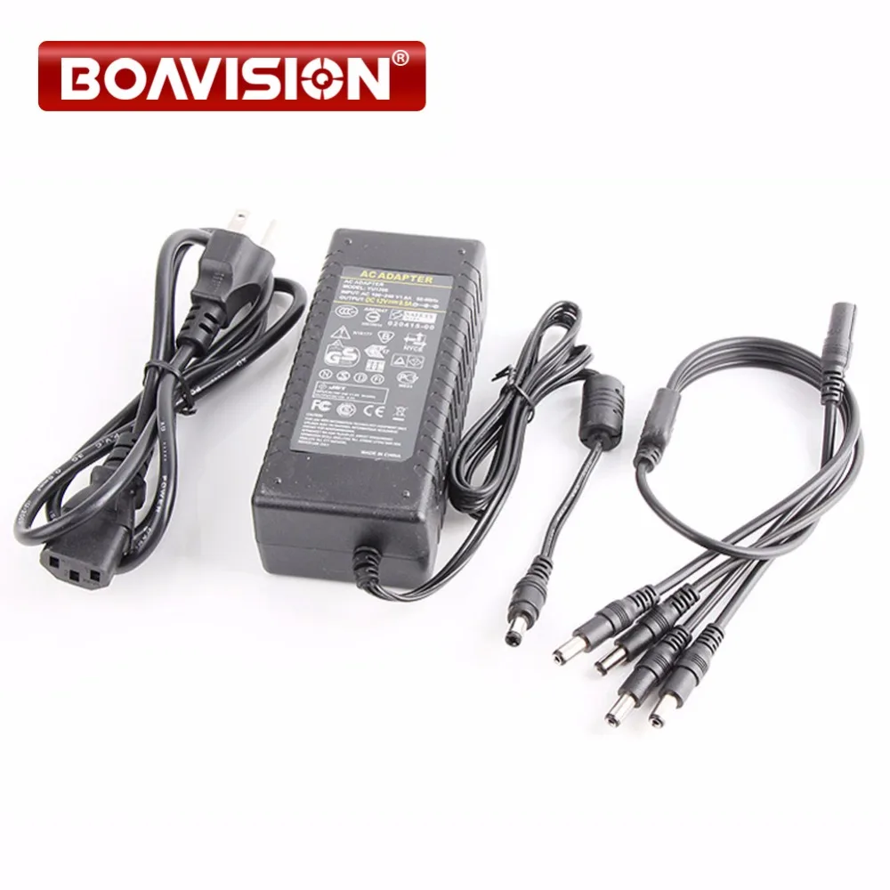 

100V-240V To DC 12V 8.5A Switching Power Supply Adapter 1 to 4 Power Plug Pigtail with 4 Ways for CCTV Security Camera DVR Kit
