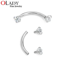 Ювелирные изделия для пирсинга бровей 1,2x8/10 мм 316L нержавеющая сталь бананы CZ Изогнутые Штанги Пирсинг бровей ювелирные изделия