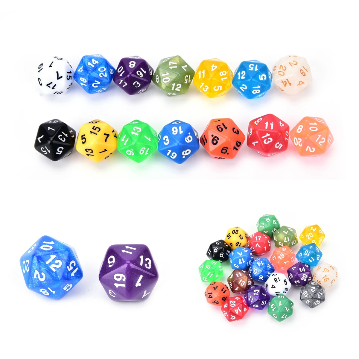 

1pc 20 side Digital Dice number 1-20 for Rpg Game Dice Colorful D20 Dice Set Opaque effect,Dungeons and dragon