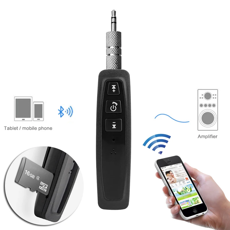 

Bluetooth AUX Wireless mini Bluetooth Music Audio Receiver Adapter 3.5mm Stereo Audio for iPhone Android Phones Support TF Play