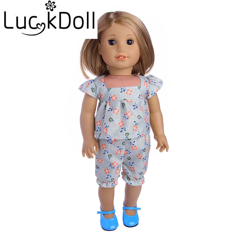 

Luckdoll Square Collar Cropped Cropped Pants Set 18 "American Dolls and 43" American Dolls, the best gift for kids.