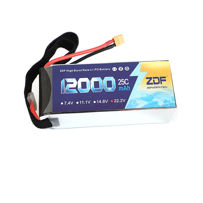 ZDF power RC Lipo батарея 6S 22,2 V 12000mAh 25C-50C для радиоуправляемого вертолета дрона FPV БПЛА машина для защиты растений