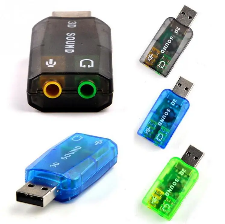 

100pcs/lot 3D External USB Card Adapter 5.1 Channel Sound Professional Microphone 3.5mm Interface De Audio