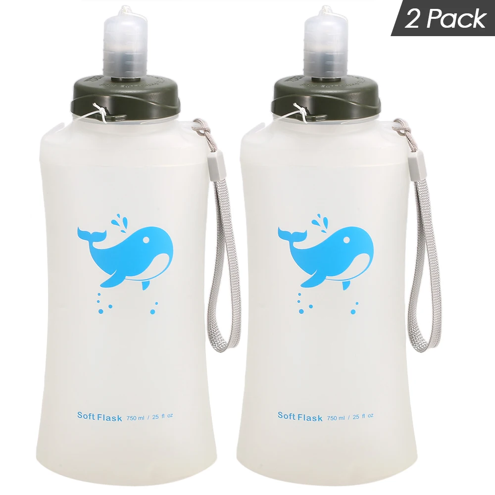 

2PCS 750ml Outdoor Sport Bottle Soft Hydration Flask Foldable Water Bottle Military Canteen Ultralight Outdoor Camping Hiking