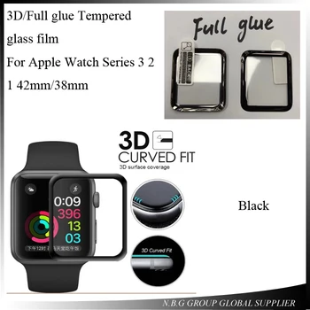 

100pcs/lot For Watch Screen Protector Film Full Cover 3D Curved Soft Edge Tempered Glass For Apple Watch 42mm 38mm Series 3/2/1