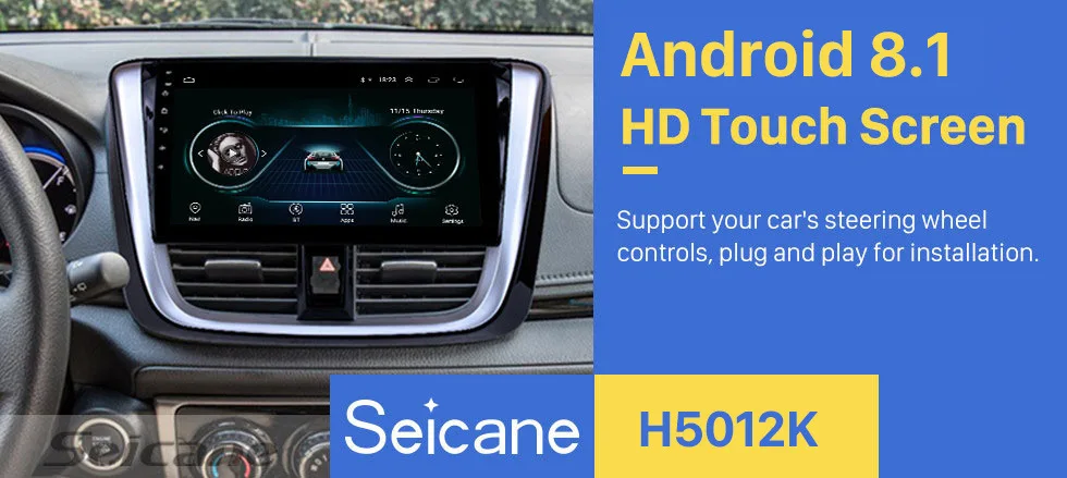 Excellent Seicane Android 8.1 10.1 inch For 2014 2015 2016 2017 TOYOTA VIOS Yaris Head Unit GPS Car Radio Support DVR Backup camera SWC 0