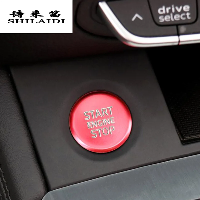 

Car styling ENGINE START STOP switch button panel Covers Stickers Trim for Audi A4 B9 2017 2018 2019 Interior auto Accessories