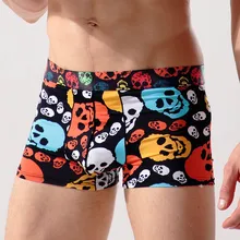 Хэллоуин Мужское нижнее белье ледяной шелк дышащие мужские боксеры шорты череп ноги U выпуклый человек тонкие бесшовные Cueca трусы