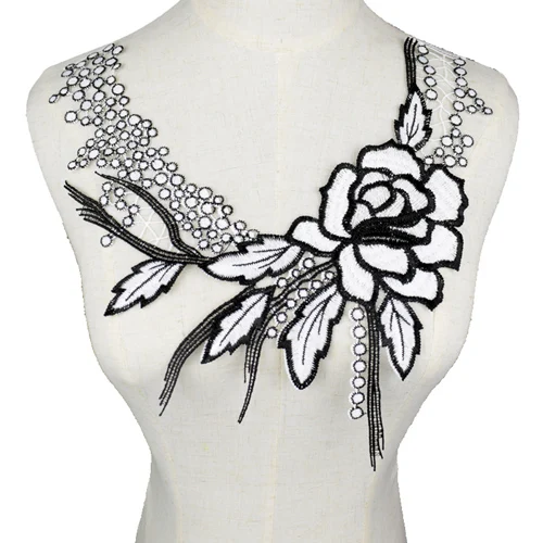 Lace Garment Accessories Lace Accessories Lace Sewing Accessories Clothing Accessories White Embroidery Collar Venise Sequin Floral Embroidered Applique Lace Neckline Collar Garment Accessories Scrapbooking