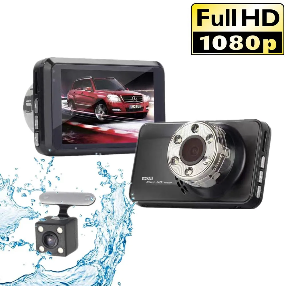 

Dash Cam Dual Lens Full HD 1080P 3" Car DVR Vehicle Camera Front+Rear Night Vision Video Recorder G-sensor Parking Mode WDR