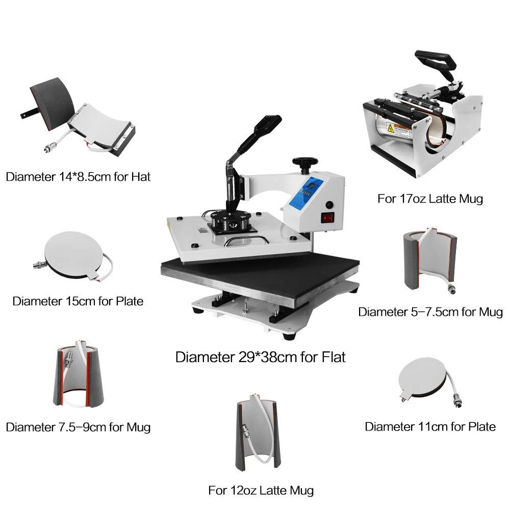 Расширенный дизайн 8 в 1 комбинированный термопресс машина, сублимация/Теплопередача машина, термопресс для кружки/крышки/футболки/чехол для телефона