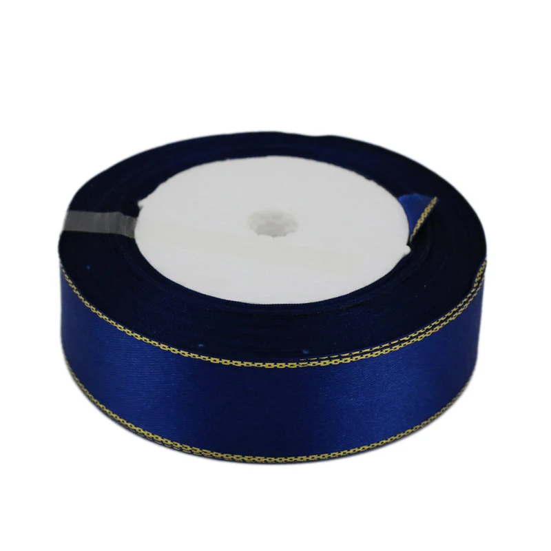 Luxurious 20mm White Satin Ribbon with Gold Edge - 25 Yards of High-Quality Gift Packaging Ribbon (Wholesale)