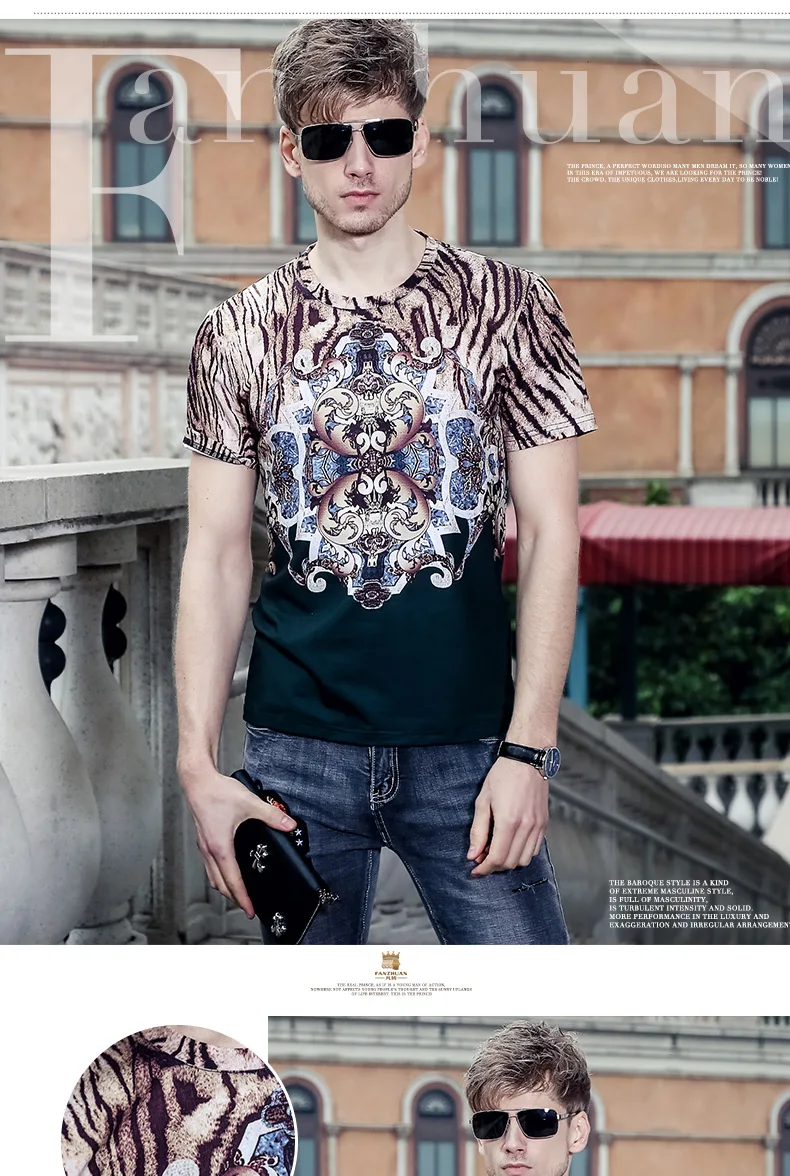 Fanzhuan, Повседневная Новинка, Мужская модная футболка с короткими рукавами, футболка с принтом в деловом стиле, 715178