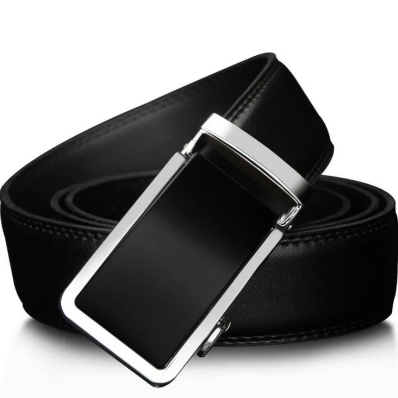 

SOEI Latest Automatic Pure Metal Buckle Men Belt High Quality Cow Genuine Leather High Grade New Fashion Style Leather Belts Men