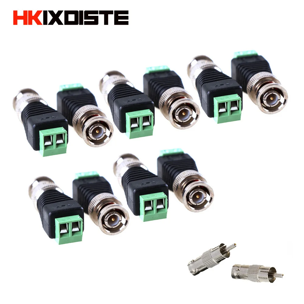 

10pcs Coax CAT5 to CCTV Camera BNC Male Connector, BNC Connector Plug for CCTV System Surveillance Security Camera Free shipping