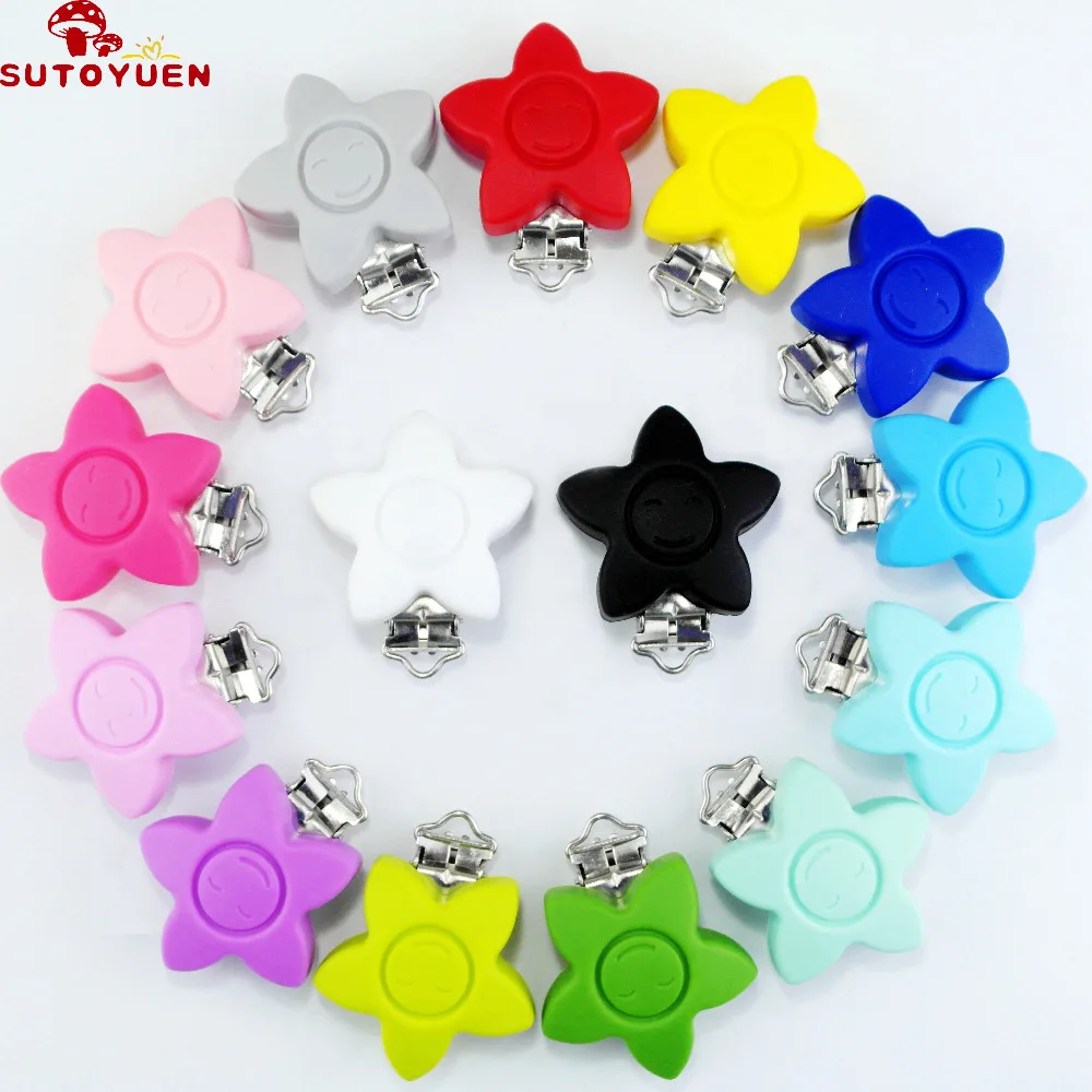 5 Pcs Baby BPA Free Silicone Pacifier Clip Holder Flower Pacifier Chain