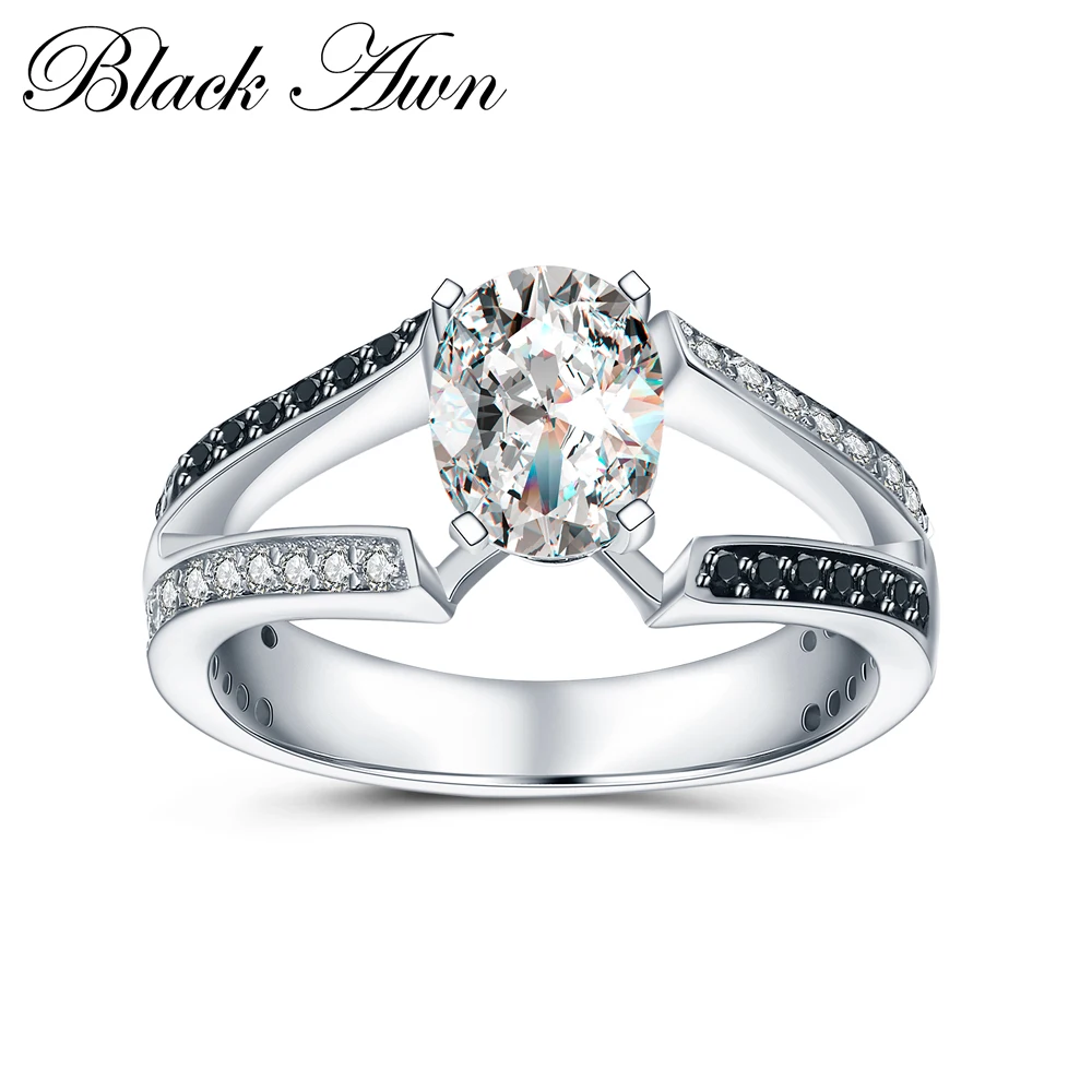

[BLACK AWN] Wedding Rings for Women 925 Sterling Silver Fine Jewelry Trendy Engagement Ring Size 6 7 8 C018