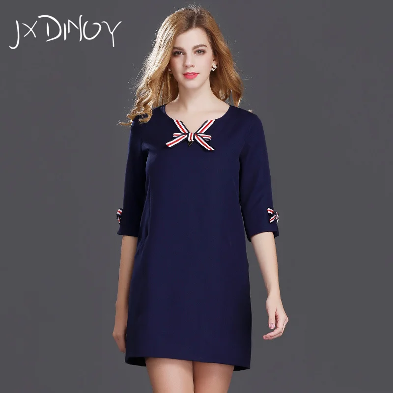 JXDINOY Fashion Naval Style Casual Ribbon Dresses For Bow Tie Women ...