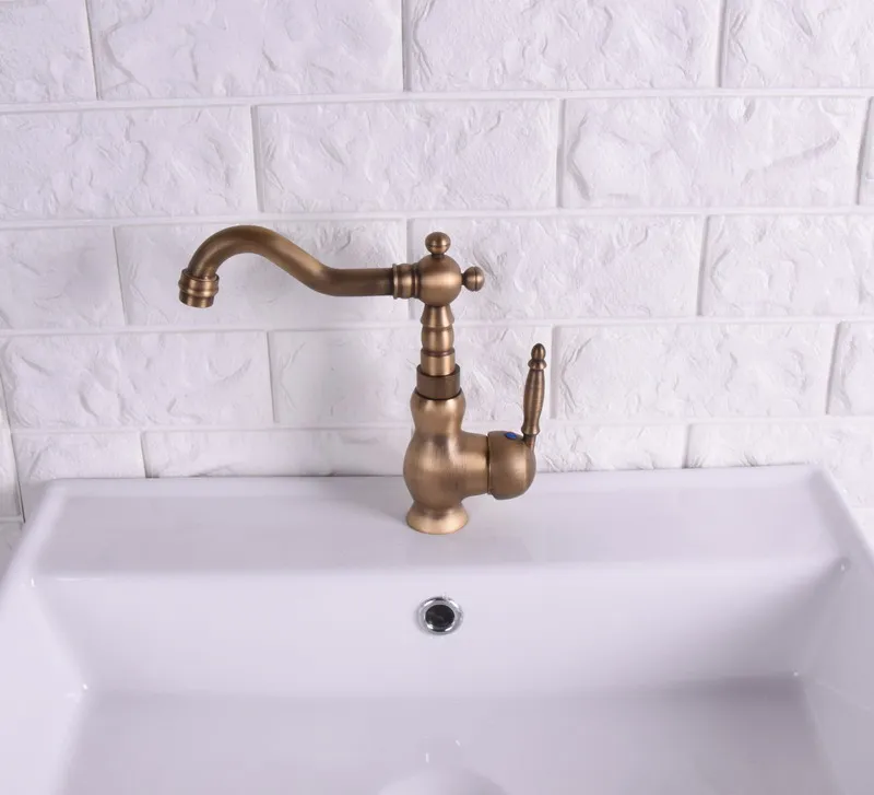 Antique Brass Finish Kitchen Faucet Bronze Single Handle Hot and Cold Water Kitchen Sink Tap Bathroom Basin Taps asf119