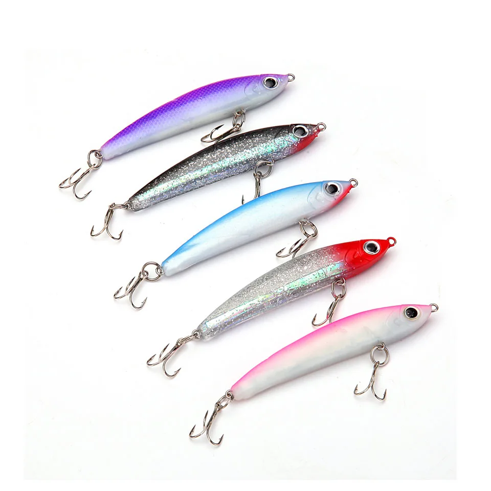 

Loogdeel 14g Pencil Fishing Lure bait 3D eyes bass fish soft skin Treble Hooks Wobbler Hard Bait Long cast fast sinking Pesca