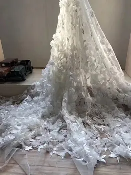 

1 yard 3d lace fabric with 3d Chiffon florals, French haute couture, Handmade heavy lace fabric with flowers