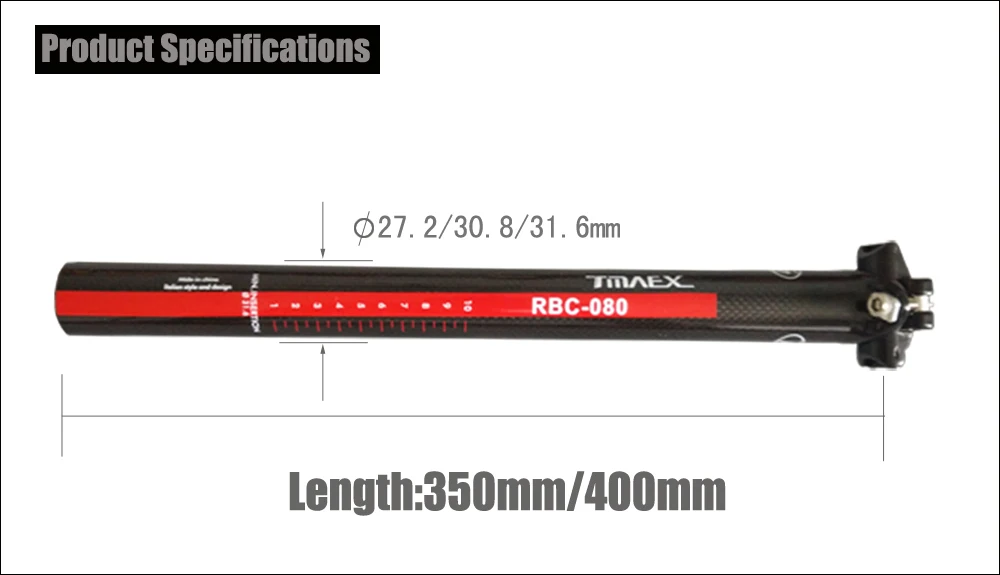 TMAEX-красный труба из углеродистого волокна 3k из углеродного волокна подседельный дорожный мотоцикл/стойка сидения для горного велосипеда 27,2/30,8/31,6*400 мм MTB подседельной трубы Запчасти 230 г