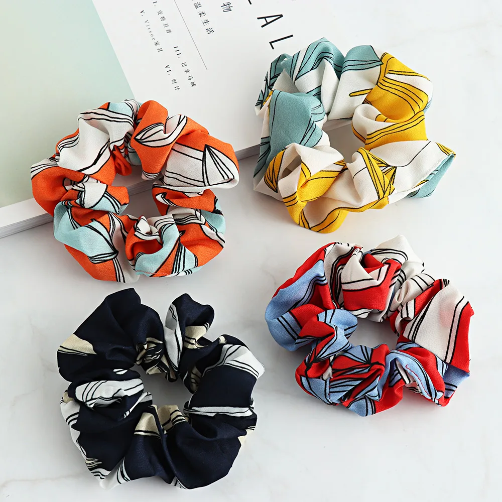 

New 1Pc Hair Styling Ladies Hair Tie Floral Printed Lady Women Scrunchies Ponytail Girls Hair Holder Hair Accesories