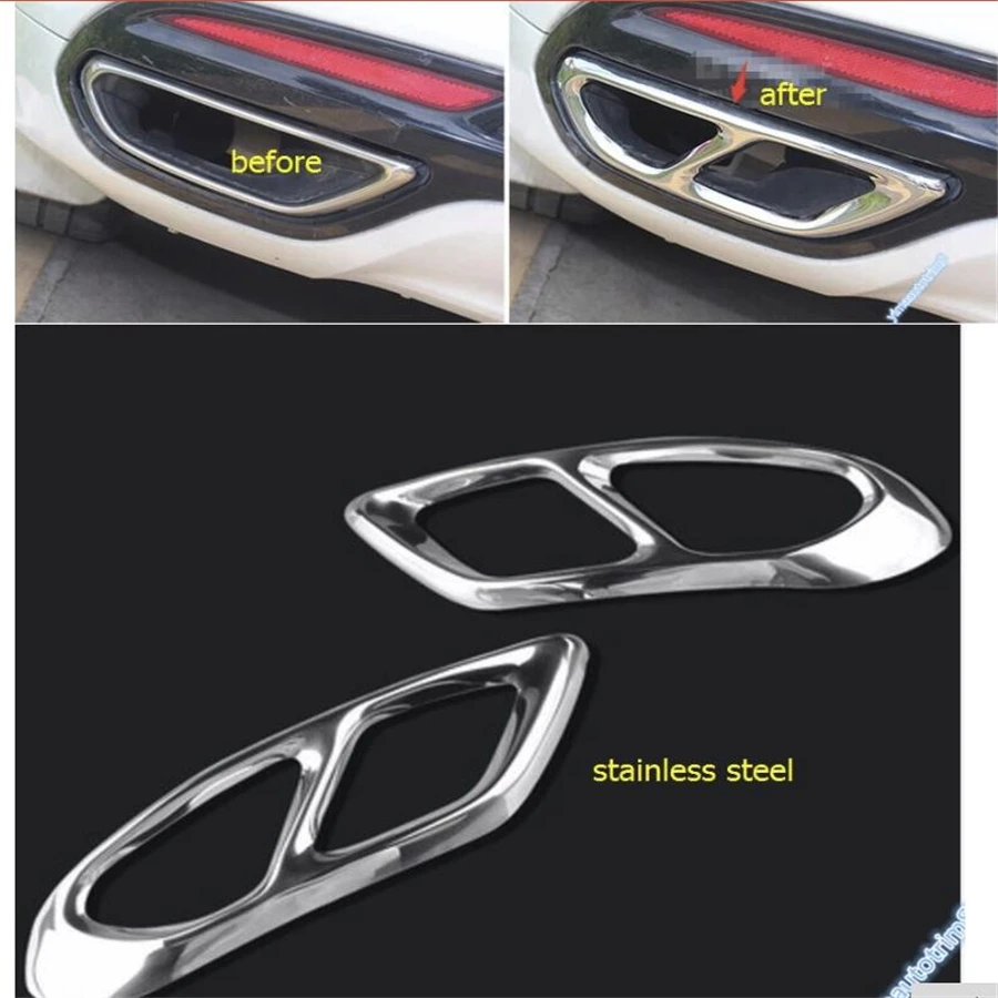

Exterior For Ford Mondeo Fusion 2013-2016 Stainless Steel Rear Cylinder Exhaust Pipe Cover Trim 2 Pcs/ Set