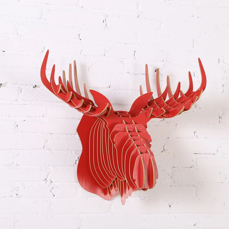 Big 52x61x37cm Wood Animal Head Wood Moose Head Furniture For Home
