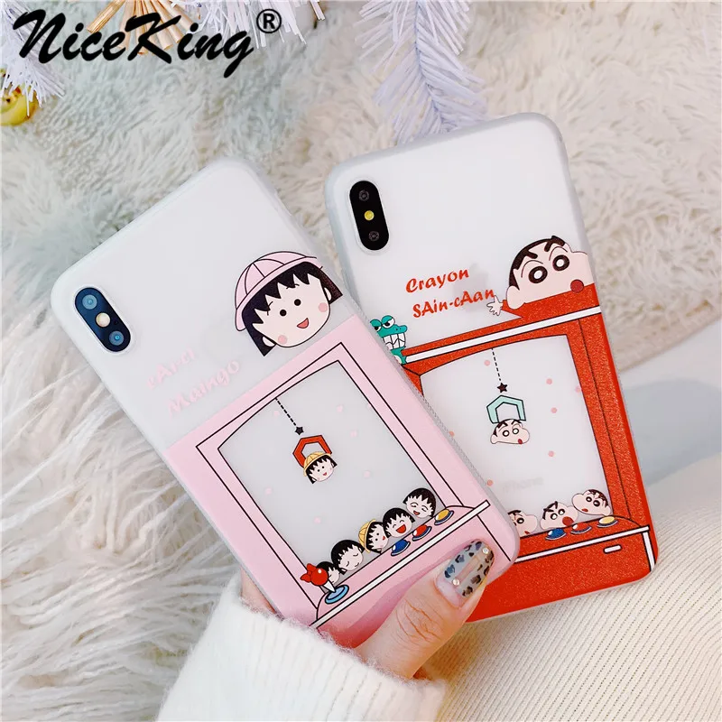 

NiceKing Crayon Shinchan Phone Cases For iPhone 6 6S 7 8 Plus Case Soft Matte TPU Chibi Maruko Chan Case For iPhone XS MAX XR X
