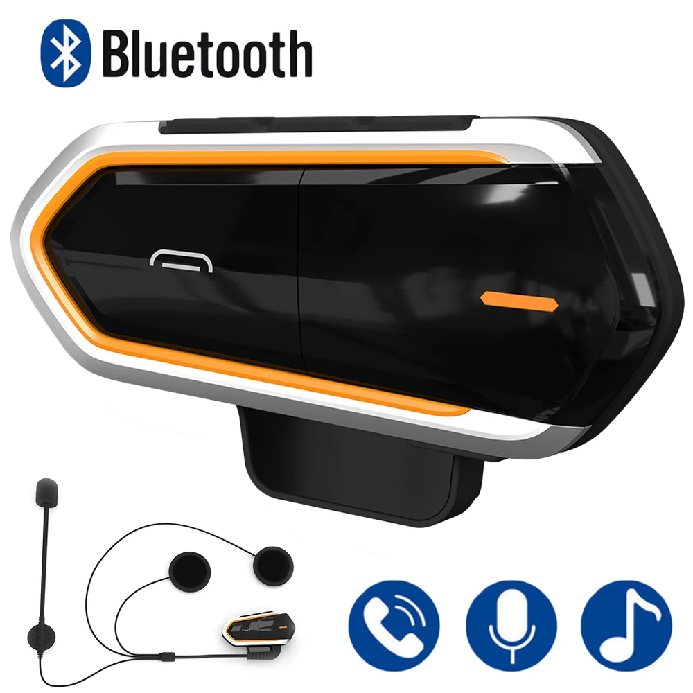 

Motorcycle Intercom Helmet Headsets Wireless Bluetooth Interphone Handsfree Waterproof Headset FM Radio Moto Headphone With Mic