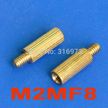 

(100 pcs/lot) 8mm Threaded M2 Brass Male-Female Standoff, Spacer.