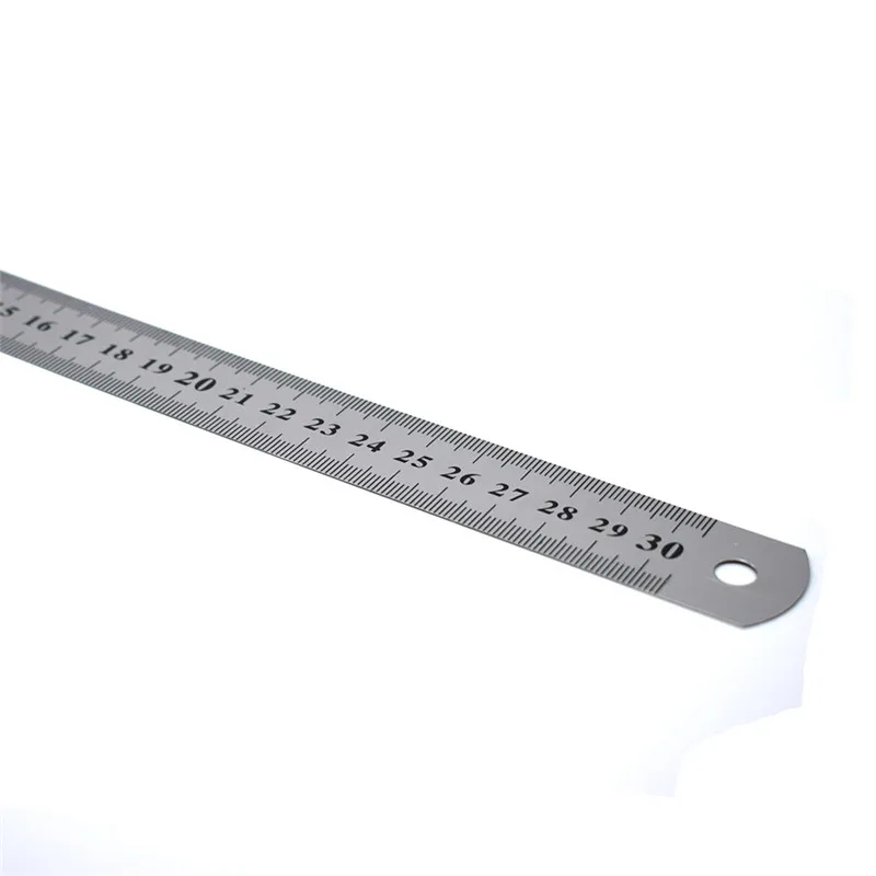 30 см Нержавеющая сталь измерения прямой линейки метрики Серебро Double Side инструмент для офиса школьные принадлежности