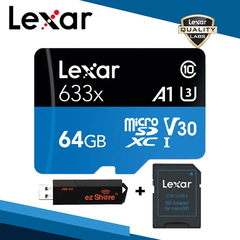 Lexar Micro SD 128 Гб 64 ГБ 32 ГБ оперативной памяти, 16 Гб встроенной памяти, 95 МБ/с. TF высокого Скорость флеш-карты памяти Micro SD карта C10 Оригинальная карта памяти для Gopro Камера - Capacity: 64GB