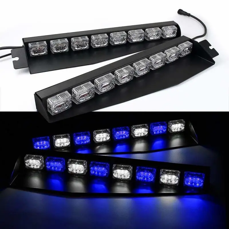 

Mansuo48LED 48W LED Lightbar Visor Light Windshield Emergency Hazard Warning Strobe Beacon Split Mount Deck Dash Lamp Blue/White