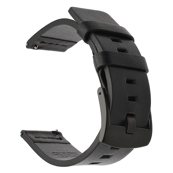 Ремешок для часов из натуральной кожи для samsung gear S3 Frontier классический ремень для Huami Amazfit Stratos 2 2S браслеты 22 мм - Color: Black black buckle
