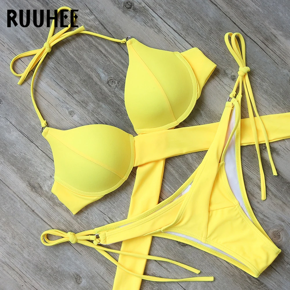 RUUHEE New Bikini Swimwear Women Swimsuit Bikini Set Push Up Bathing Suit 2019 Sexy Cross Strap Beachwear Women's Swimming Suit
