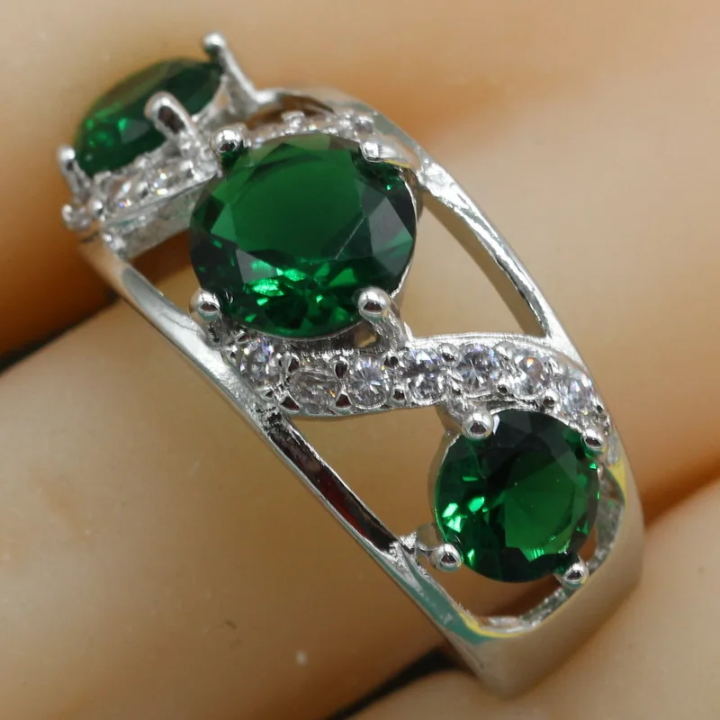 Trendy Geometric Purple Semi-precious Stone 925 Sterling Silver Ring For Women Blue Deep Green Rings With Stone Free Jewelry Box Fashion Jewelry