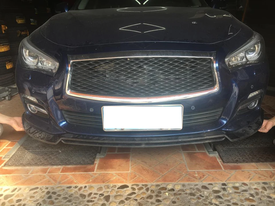 Углеродное волокно передний бампер спойлер сплиттеры для Infiniti Q50 стандартный бампер только 2013