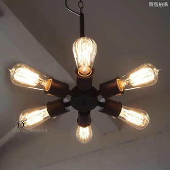 

Vintage Metal Wheel With 6 Light Chandelier Ceiling Lamp Hanging Light For Cafe Bar Hall Coffee Shop Club Store Restaurant